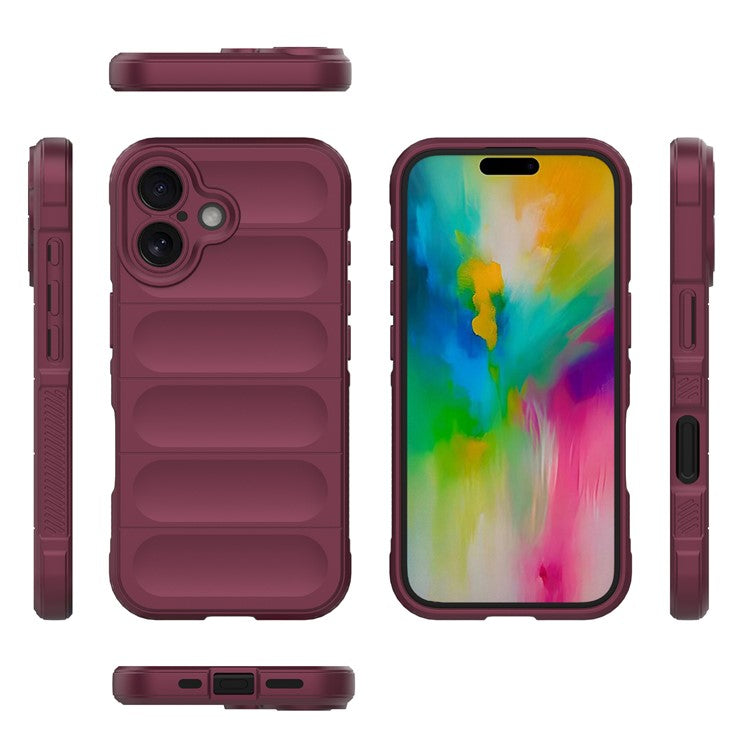 For iPhone 16 TPU Case Scratch-resistant Rugged Back Soft Phone Cover - Wine Red