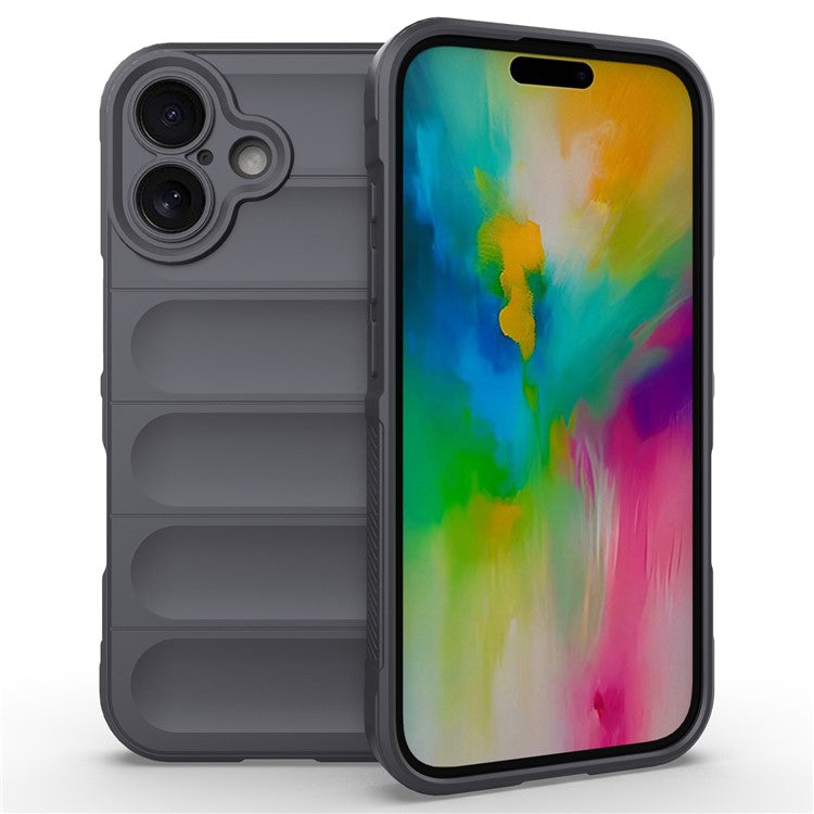 For iPhone 16 TPU Case Scratch-resistant Rugged Back Soft Phone Cover - Dark Grey