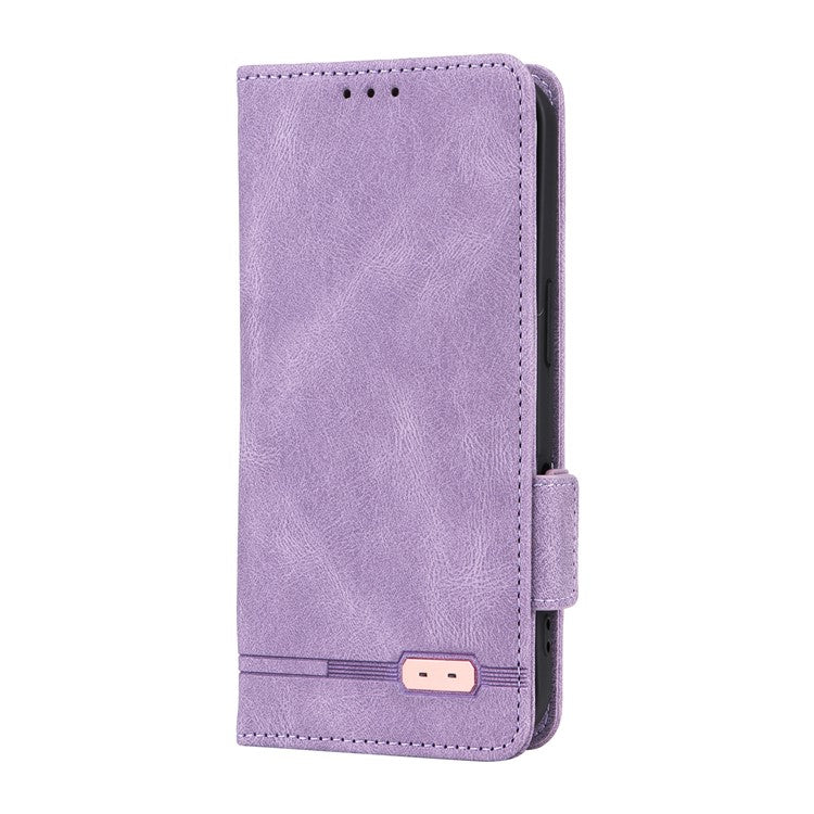 For iPhone 16 Plus Case Leather Flip Wallet  Phone Cover Hardware Decor - Purple