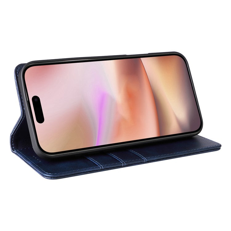 For iPhone 16 Plus Case Leather Phone Cover with RFID Blocking Wallet - Blue