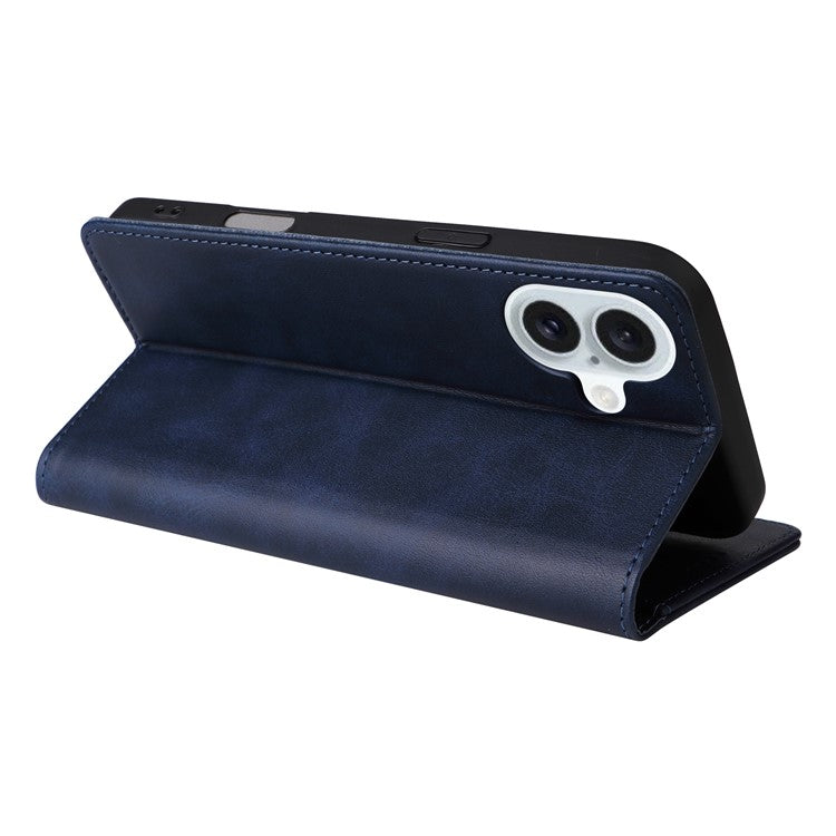 For iPhone 16 Plus Case Leather Phone Cover with RFID Blocking Wallet - Blue