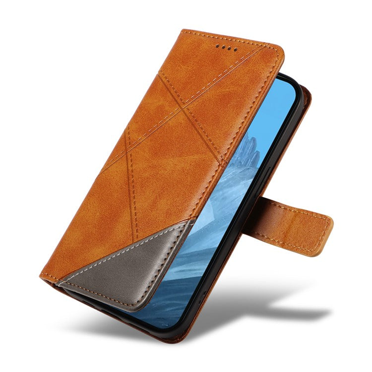 For Google Pixel 9 Case Geometric Line PU Leather Phone Cover with Card Holder - Brown