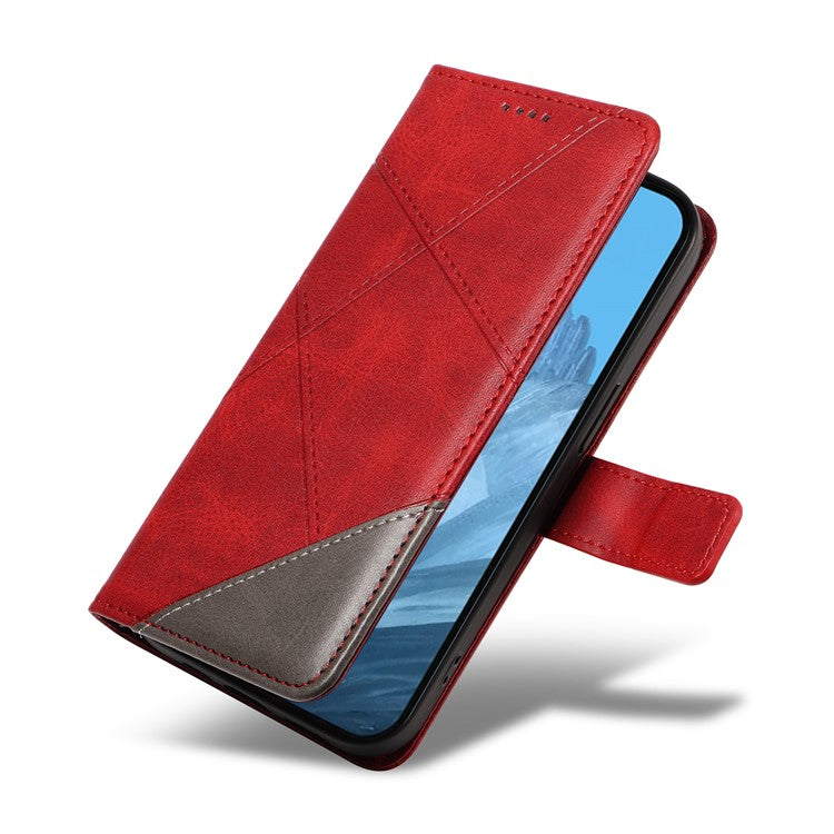 For Google Pixel 9 Case Geometric Line PU Leather Phone Cover with Card Holder - Red