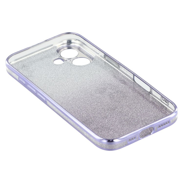 KADEM For iPhone 16 Case TPU Gradient Glitter Phone Cover with Lanyards - Purple