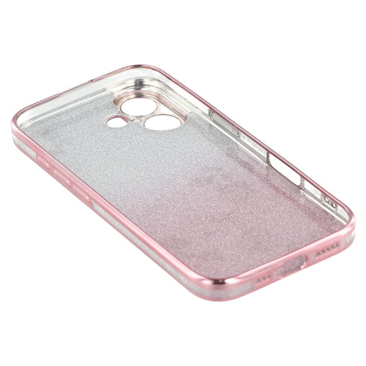 KADEM For iPhone 16 Case TPU Gradient Glitter Phone Cover with Lanyards - Rose Gold