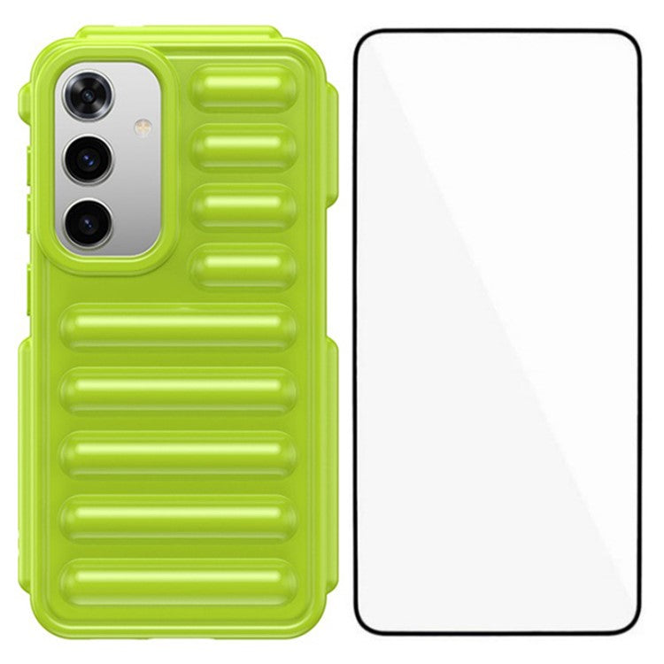 WANLONFENG LK Series for Samsung Galaxy S24 TPU Case Capsule Ribbed Phone Cover with Screen Film - Green