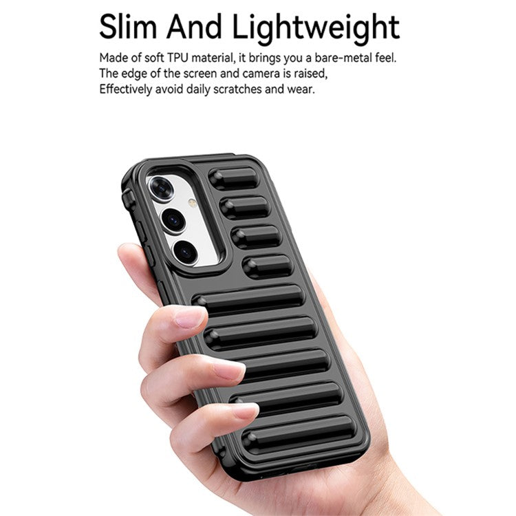 WANLONFENG LK Series for Samsung Galaxy S24 TPU Case Capsule Ribbed Phone Cover with Screen Film - Green