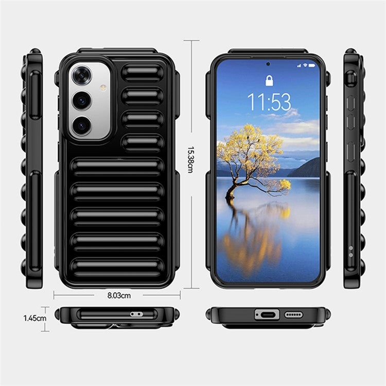 WANLONFENG LK Series for Samsung Galaxy S24 TPU Case Capsule Ribbed Phone Cover with Screen Film - Green