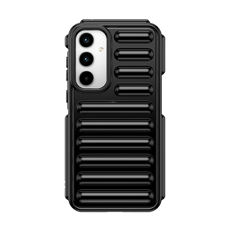 WANLONFENG LK Series for Samsung Galaxy A55 5G TPU Case Capsule Ribbed Design with Screen Film - Black