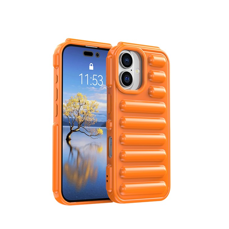 WANLONFENG LK Series for iPhone 16 TPU Case Capsule Phone Cover with Screen Film 2-in-1 - Orange
