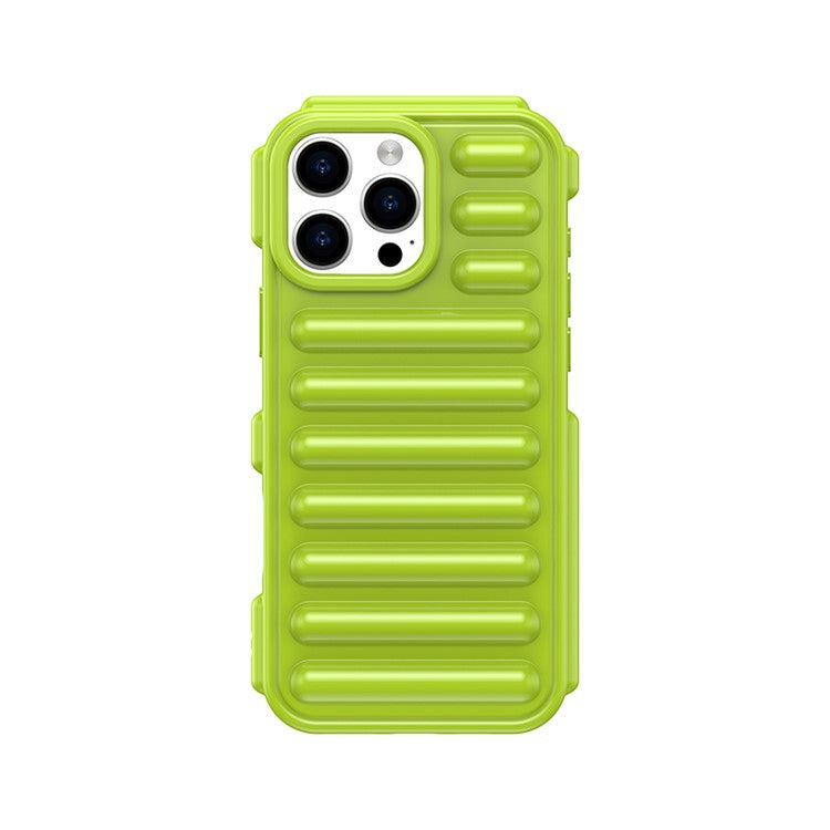 WANLONFENG LK Series for iPhone 16 Pro Case Ribbed TPU Soft Phone Cover with Screen Film - Green