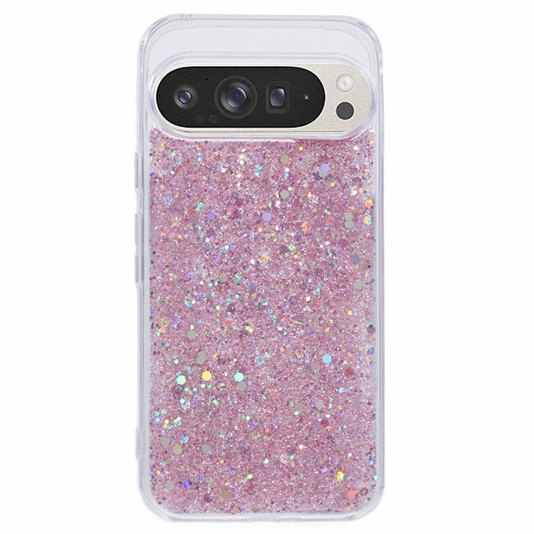 For Google Pixel 9 Pro XL Case Shockproof Soft TPU Phone Cover Glittery Design - Pink