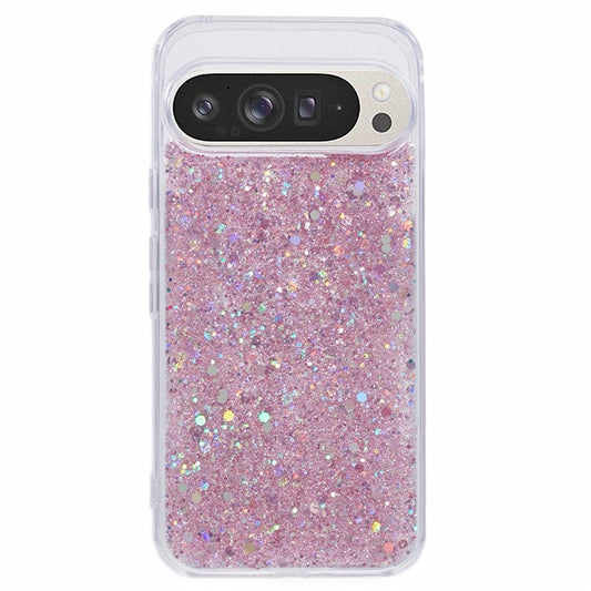 For Google Pixel 9 Pro XL Case Shockproof Soft TPU Phone Cover Glittery Design - Pink