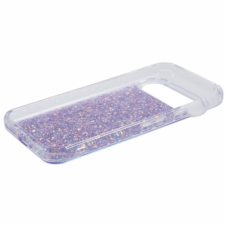 For Google Pixel 9 Pro XL Case Shockproof Soft TPU Phone Cover Glittery Design - Purple