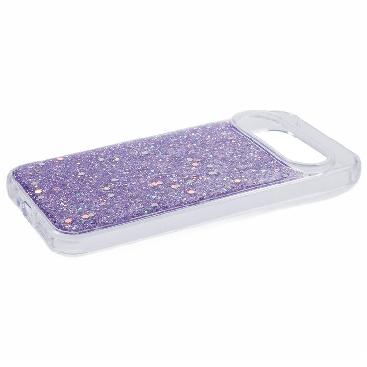 For Google Pixel 9 Pro XL Case Shockproof Soft TPU Phone Cover Glittery Design - Purple