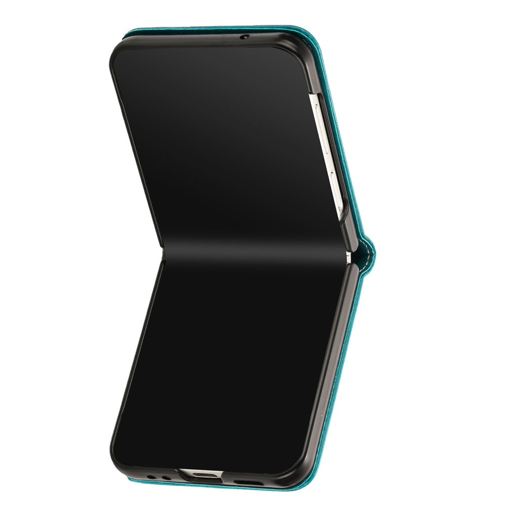 For Samsung Galaxy Z Flip7 FE 5G / Z Flip6 5G / Z Flip5 5G Case PU Leather Hard PC Phone Cover Calf Texture - Green