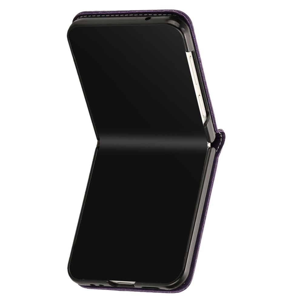 For Samsung Galaxy Z Flip7 FE 5G / Z Flip6 5G / Z Flip5 5G Case PU Leather Hard PC Phone Cover Calf Texture - Purple