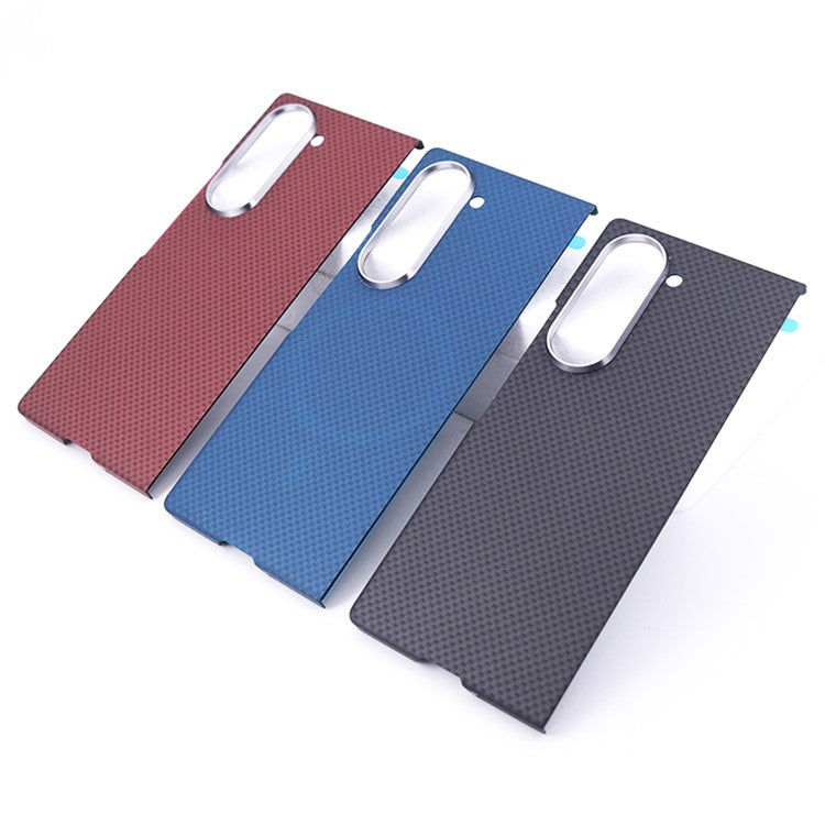 For Samsung Galaxy Z Fold6 5G Magnetic Case Carbon Fiber Pattern Hard PC Phone Cover - Blue / Green