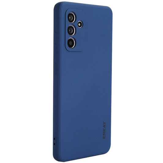 ENKAY HAT PRINCE For Samsung Galaxy A35 5G Case Anti-Scratch Silicone Phone Cover Straight Edge - Dark Blue