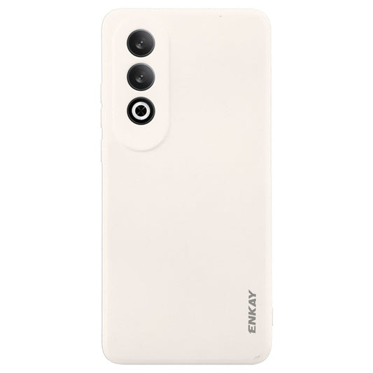 ENKAY HAT PRINCE For Oppo K12 Case Straight Edge Solid Color Silicone Phone Cover - Beige