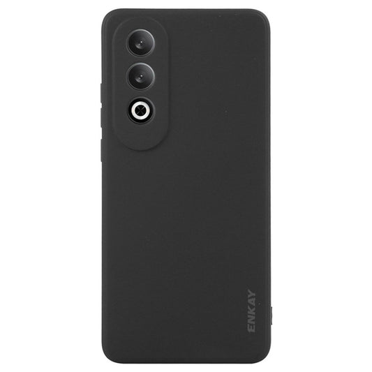 ENKAY HAT PRINCE For Oppo K12 Case Straight Edge Solid Color Silicone Phone Cover - Black