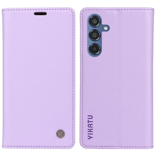YIKATU YK-001 For Samsung Galaxy M35 5G Case Leather Flip Phone Cover Hidden Magnetic Absorption - Light Purple