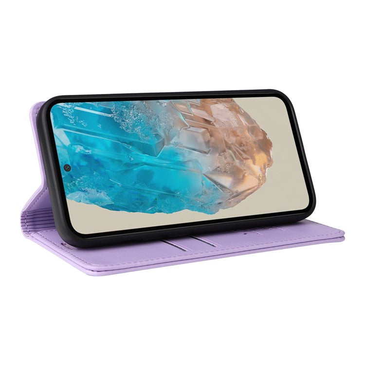 YIKATU YK-001 For Samsung Galaxy M35 5G Case Leather Flip Phone Cover Hidden Magnetic Absorption - Light Purple