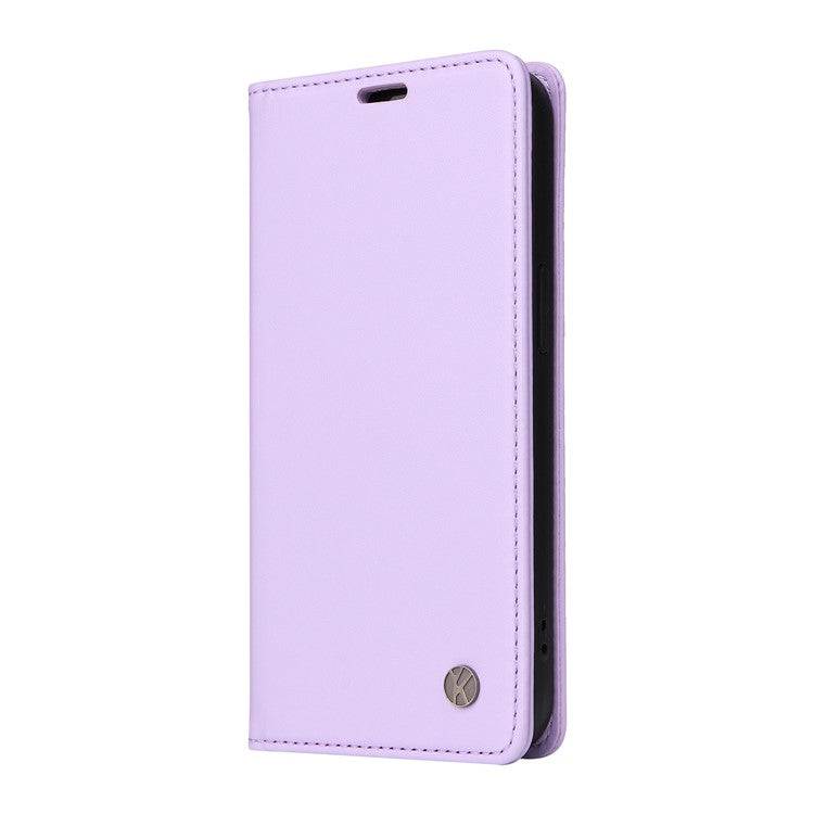YIKATU YK-001 For Samsung Galaxy M35 5G Case Leather Flip Phone Cover Hidden Magnetic Absorption - Light Purple