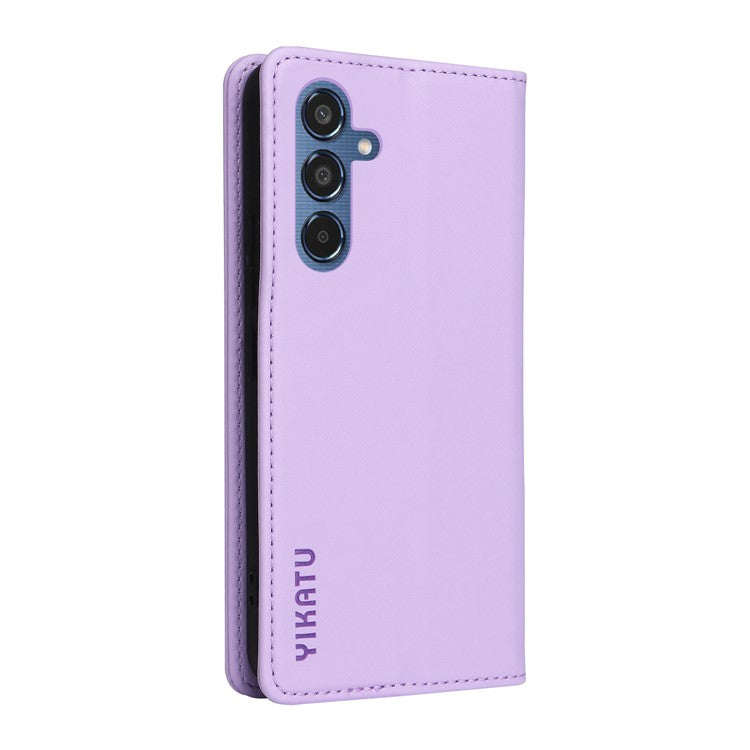 YIKATU YK-001 For Samsung Galaxy M35 5G Case Leather Flip Phone Cover Hidden Magnetic Absorption - Light Purple
