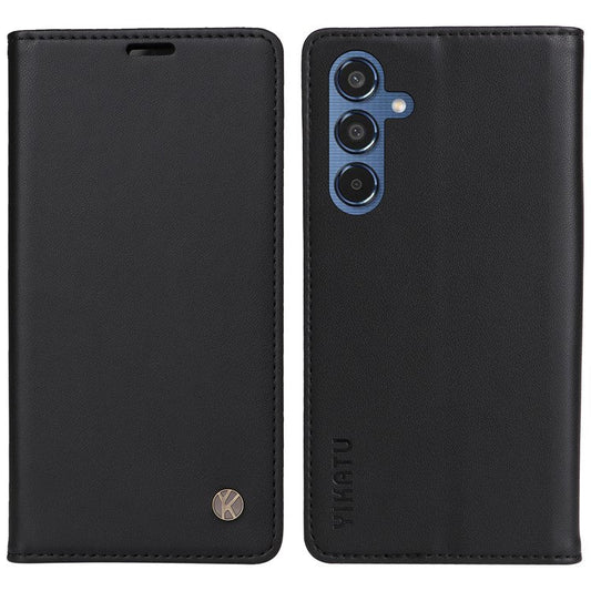 YIKATU YK-001 For Samsung Galaxy M35 5G Case Leather Flip Phone Cover Hidden Magnetic Absorption - Black