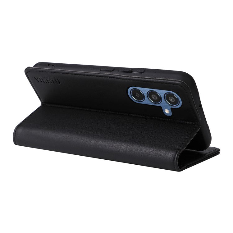 YIKATU YK-001 For Samsung Galaxy M35 5G Case Leather Flip Phone Cover Hidden Magnetic Absorption - Black