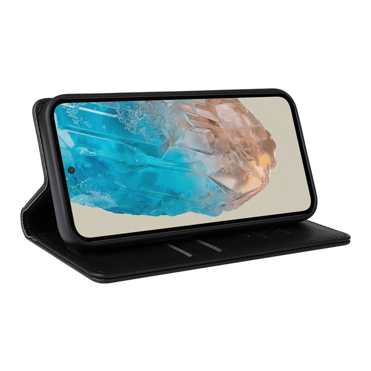 YIKATU YK-001 For Samsung Galaxy M35 5G Case Leather Flip Phone Cover Hidden Magnetic Absorption - Black