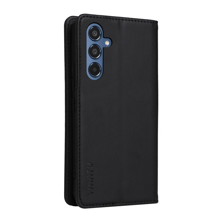 YIKATU YK-001 For Samsung Galaxy M35 5G Case Leather Flip Phone Cover Hidden Magnetic Absorption - Black
