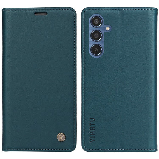 YIKATU YK-001 For Samsung Galaxy M35 5G Case Leather Flip Phone Cover Hidden Magnetic Absorption - Green