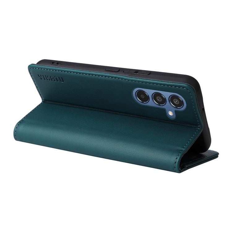 YIKATU YK-001 For Samsung Galaxy M35 5G Case Leather Flip Phone Cover Hidden Magnetic Absorption - Green