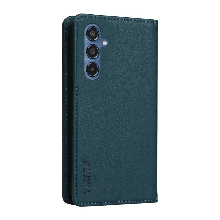 YIKATU YK-001 For Samsung Galaxy M35 5G Case Leather Flip Phone Cover Hidden Magnetic Absorption - Green