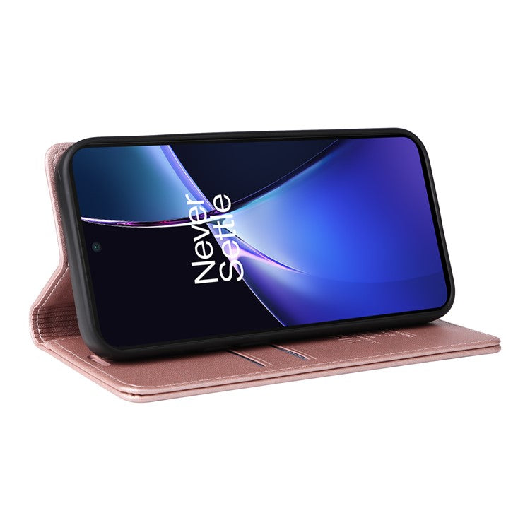 YIKATU YK-001 For OnePlus Nord CE4 Lite 5G / Oppo K12x 5G (China) Case Leather Phone Cover Magnetic Closure Bookstyle Stand - Rose Gold