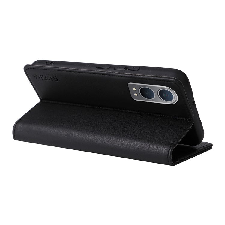 YIKATU YK-001 For OnePlus Nord CE4 Lite 5G / Oppo K12x 5G (China) Case Leather Phone Cover Magnetic Closure Bookstyle Stand - Black