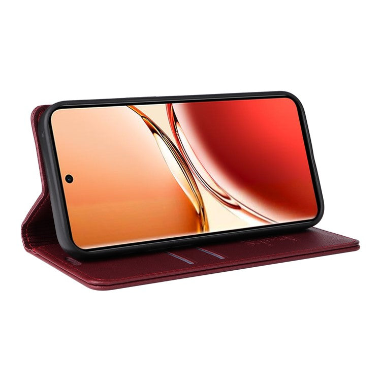 YIKATU YK-001 For Oppo Reno12 F 4G Case Wallet Leather Phone Cover Strong Magnetic Closure - Wine Red