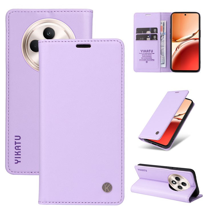YIKATU YK-001 For Oppo Reno12 F 4G Case Wallet Leather Phone Cover Strong Magnetic Closure - Light Purple