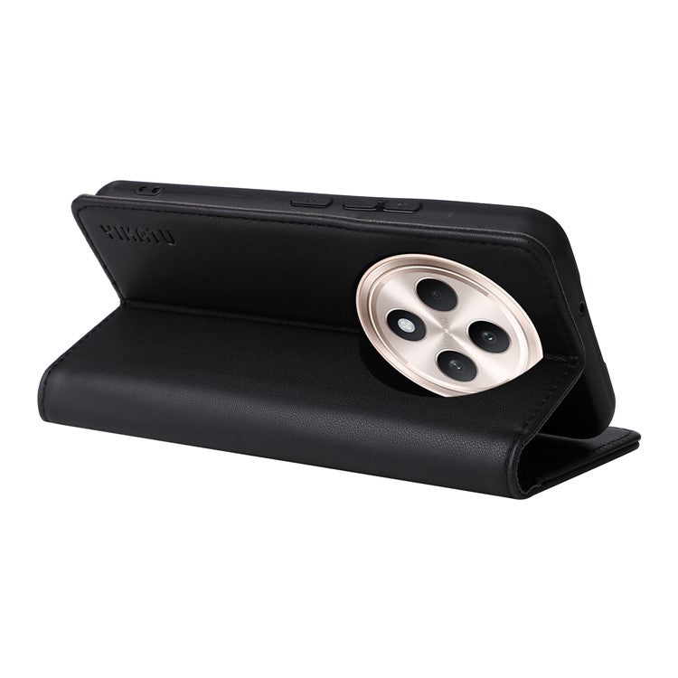 YIKATU YK-001 For Oppo Reno12 F 4G Case Wallet Leather Phone Cover Strong Magnetic Closure - Black