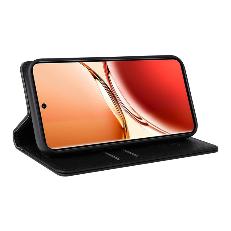 YIKATU YK-001 For Oppo Reno12 F 4G Case Wallet Leather Phone Cover Strong Magnetic Closure - Black