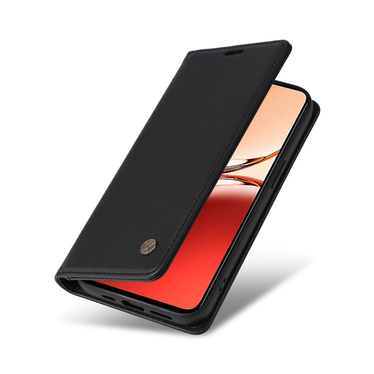 YIKATU YK-001 For Oppo Reno12 F 4G Case Wallet Leather Phone Cover Strong Magnetic Closure - Black
