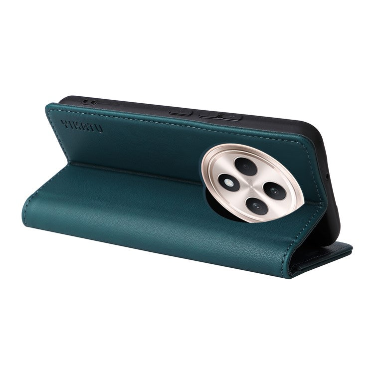 YIKATU YK-001 For Oppo Reno12 F 4G Case Wallet Leather Phone Cover Strong Magnetic Closure - Green