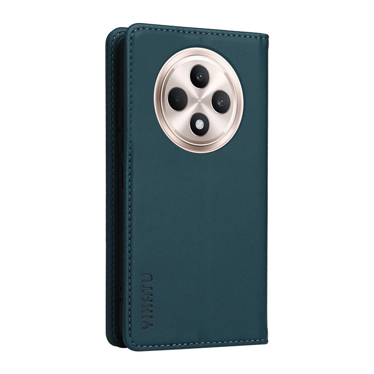 YIKATU YK-001 For Oppo Reno12 F 4G Case Wallet Leather Phone Cover Strong Magnetic Closure - Green