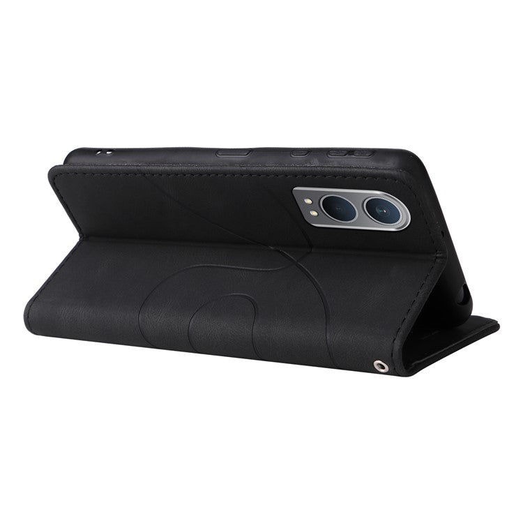 KT Leather Series-1 For OnePlus Nord CE4 Lite 5G / Oppo K12x 5G (China) Case Phone Cover Color Splicing Full Protection - Black