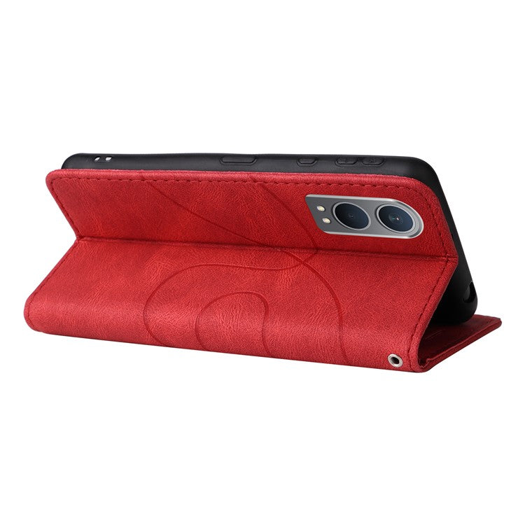 KT Leather Series-1 For OnePlus Nord CE4 Lite 5G / Oppo K12x 5G (China) Case Phone Cover Color Splicing Full Protection - Red