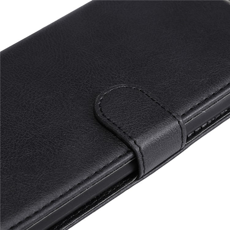 For Samsung Galaxy M35 5G Case Solid Color Leather Mobile Cover Wallet Stand with Strap - Black
