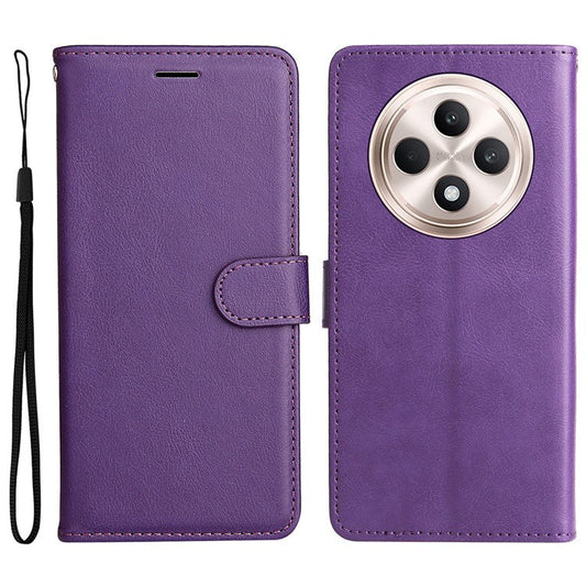 KT Leather Series-2 for Oppo Reno12 F 4G Case Solid Color Folio Phone Cover Shockproof Inner TPU - Purple
