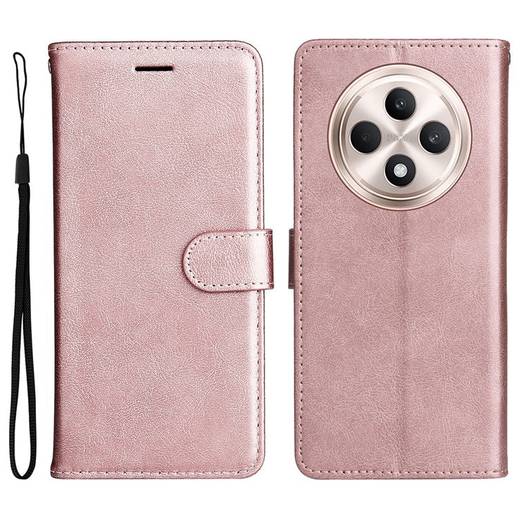 KT Leather Series-2 for Oppo Reno12 F 4G Case Solid Color Folio Phone Cover Shockproof Inner TPU - Rose Gold